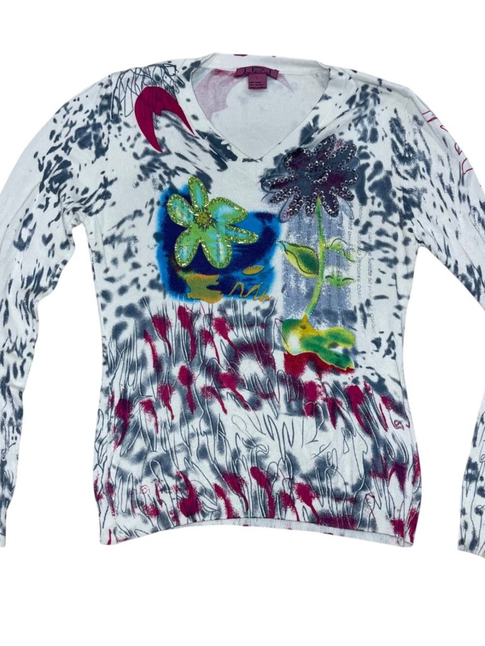 Vintage IDI by Matthew Art to Wear Top Women's Size Large Rayon Embellished Bead